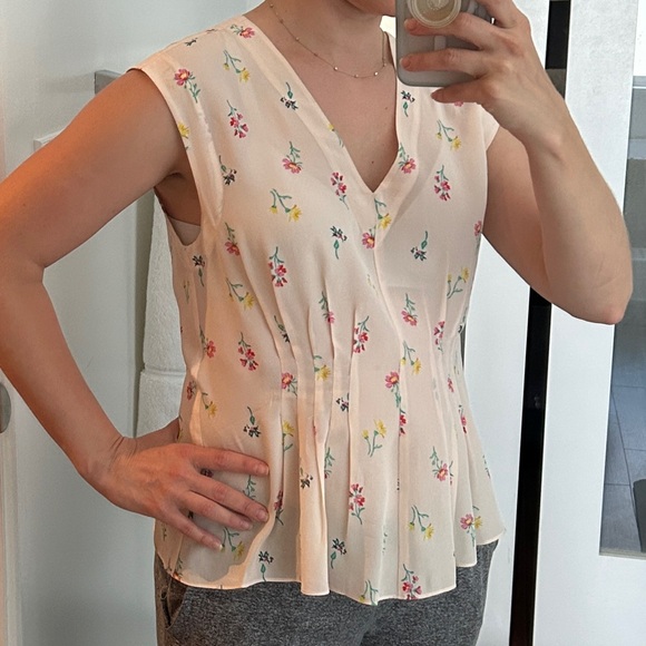 Rebecca Taylor peach cream floral sheer silk blouse top size 0 - Picture 6 of 6